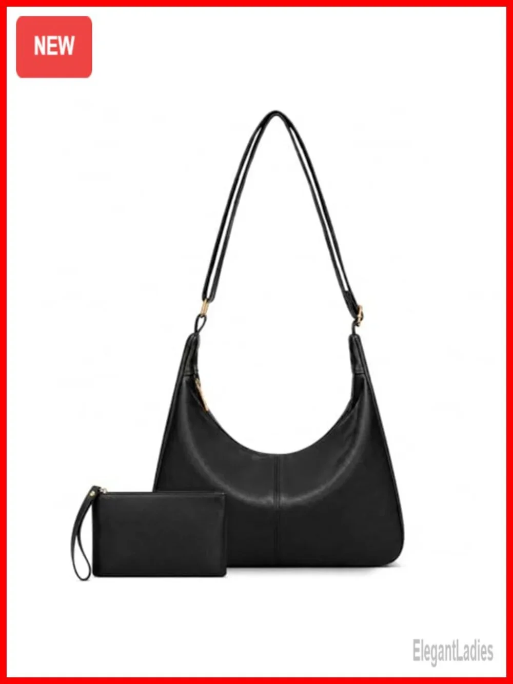 Slouchy Hobo Bag Vegan Leather Shoulder Purse Adjustable Crossbody